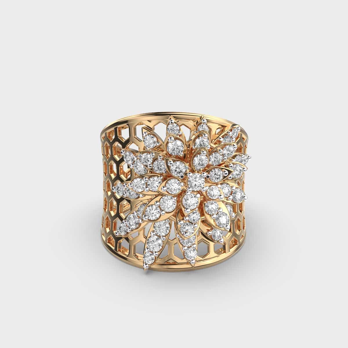 Dahlia on Mesh Diamond Cocktail Ring
