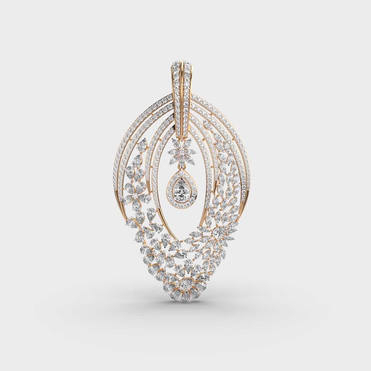 Floral Radiance Diamond Pendant (Without Chain)