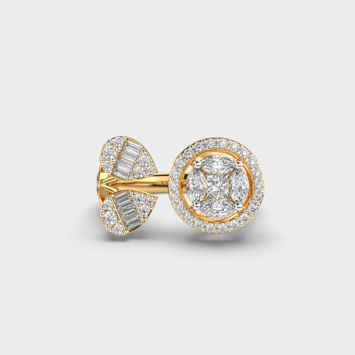 Flower And Leaves Cocktail Diamond Ring