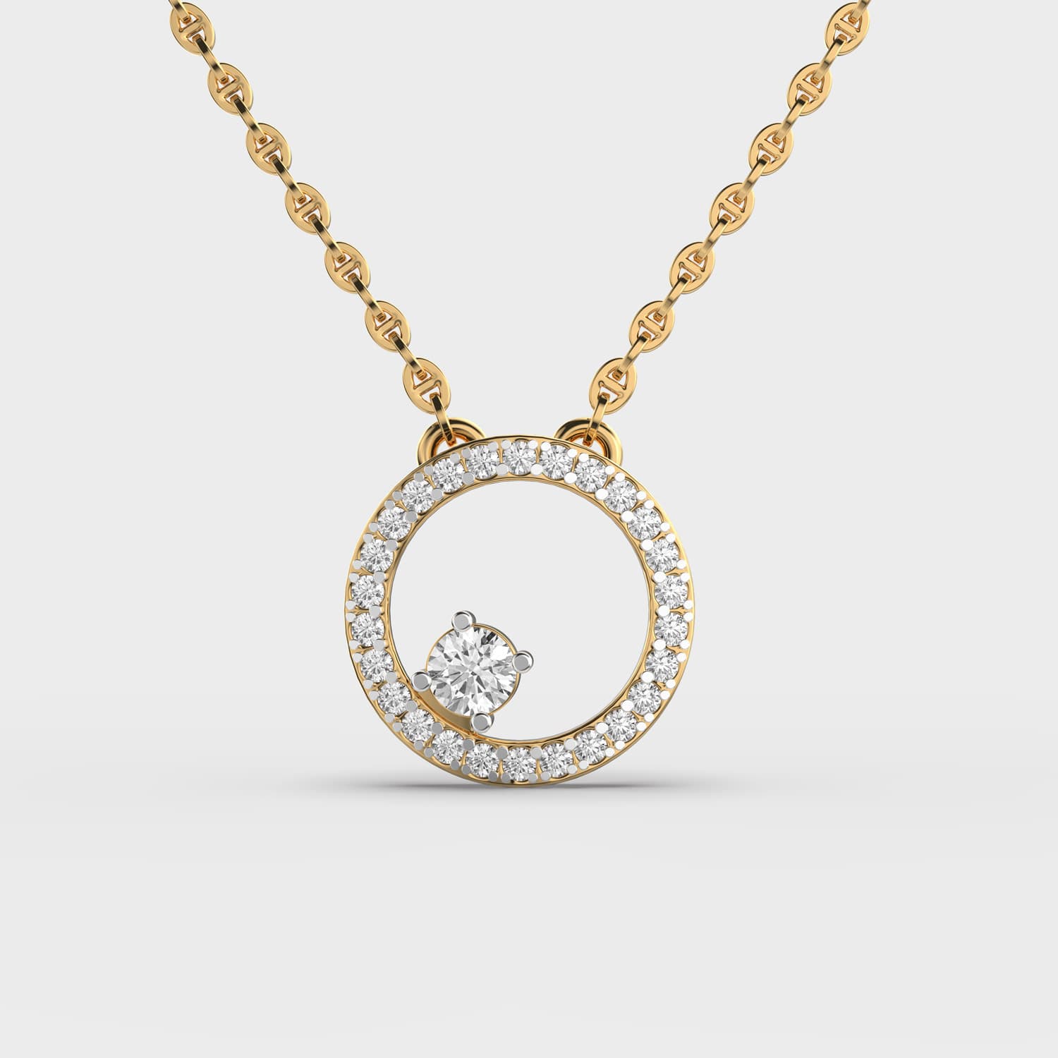 Gold Circle Diamond Pendant