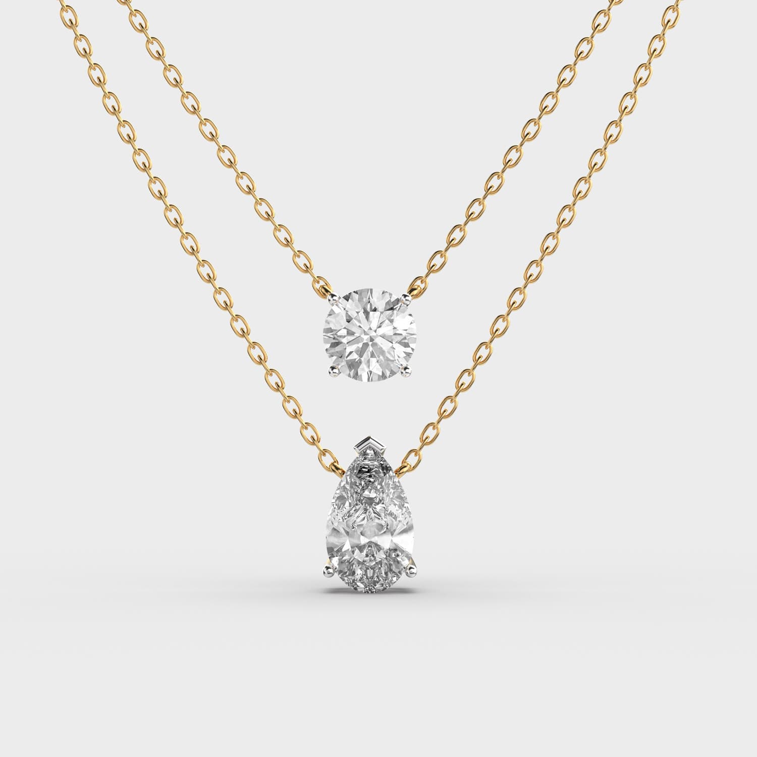 Elegant Double Chain Diamond Pendant