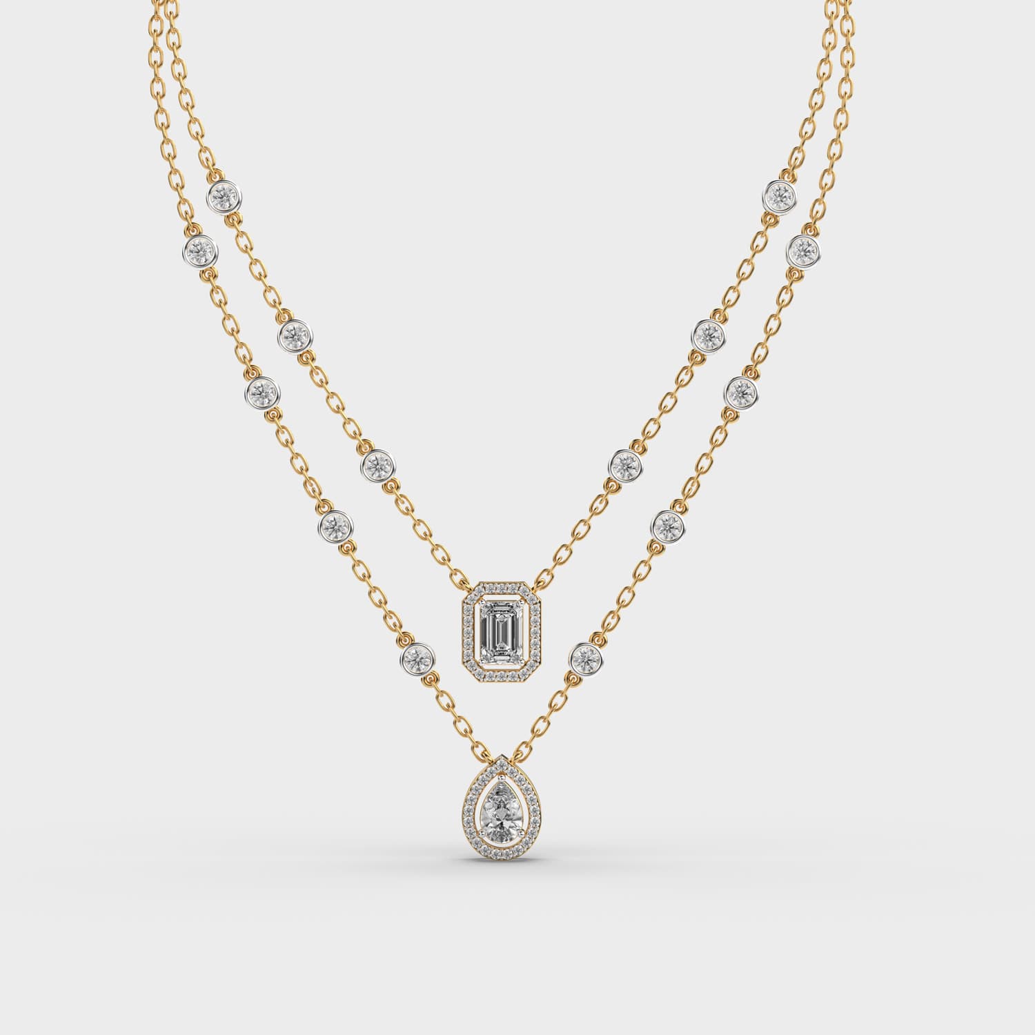 Elegant Dual-Layer Diamond Pendant